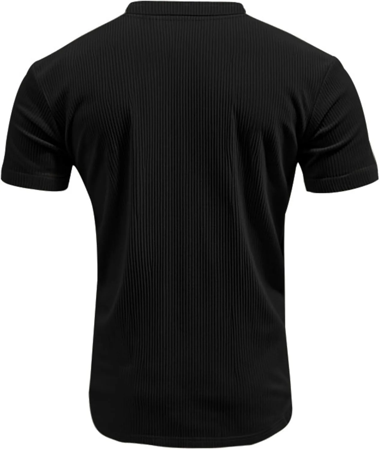 2025 Summer Short Sleeve T-Shirts for Men V Neck Corduroy Shirts Ribbed Knit Blouses Casual Business Tops