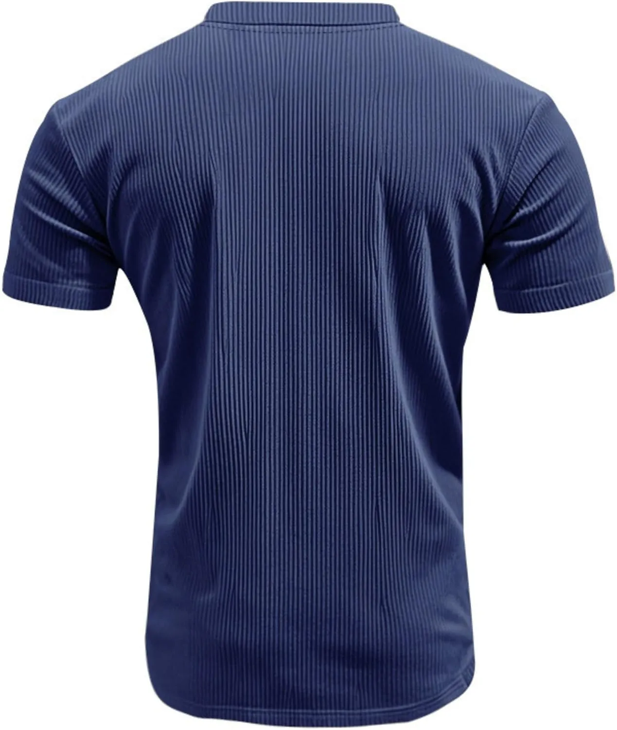 2025 Summer Short Sleeve T-Shirts for Men V Neck Corduroy Shirts Ribbed Knit Blouses Casual Business Tops