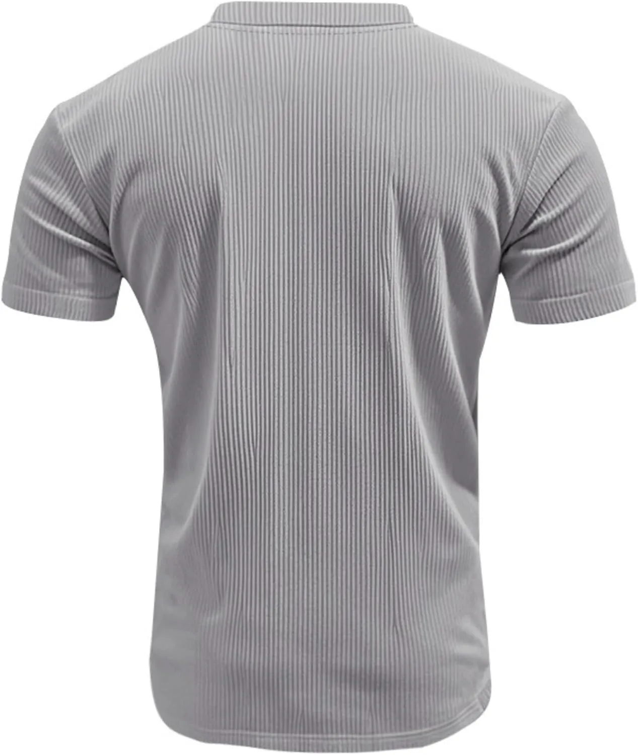 2025 Summer Short Sleeve T-Shirts for Men V Neck Corduroy Shirts Ribbed Knit Blouses Casual Business Tops
