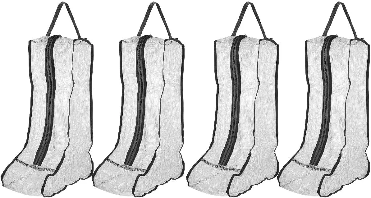 4-Pcs Boot Storage Cases with Zipper for Shoes - Clear PVC Pouch