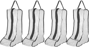 4-Pcs Boot Storage Cases with Zipper for Shoes - Clear PVC Pouch