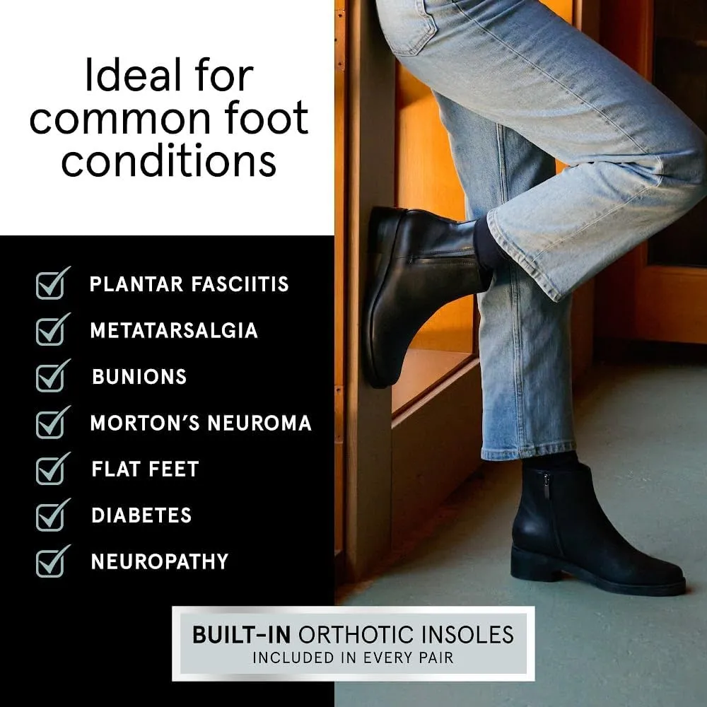 ABEO Traverse Ankle Booties for Women | Fall Boots for Women | Water Resistant Leather | Built-In Orthotic Insole