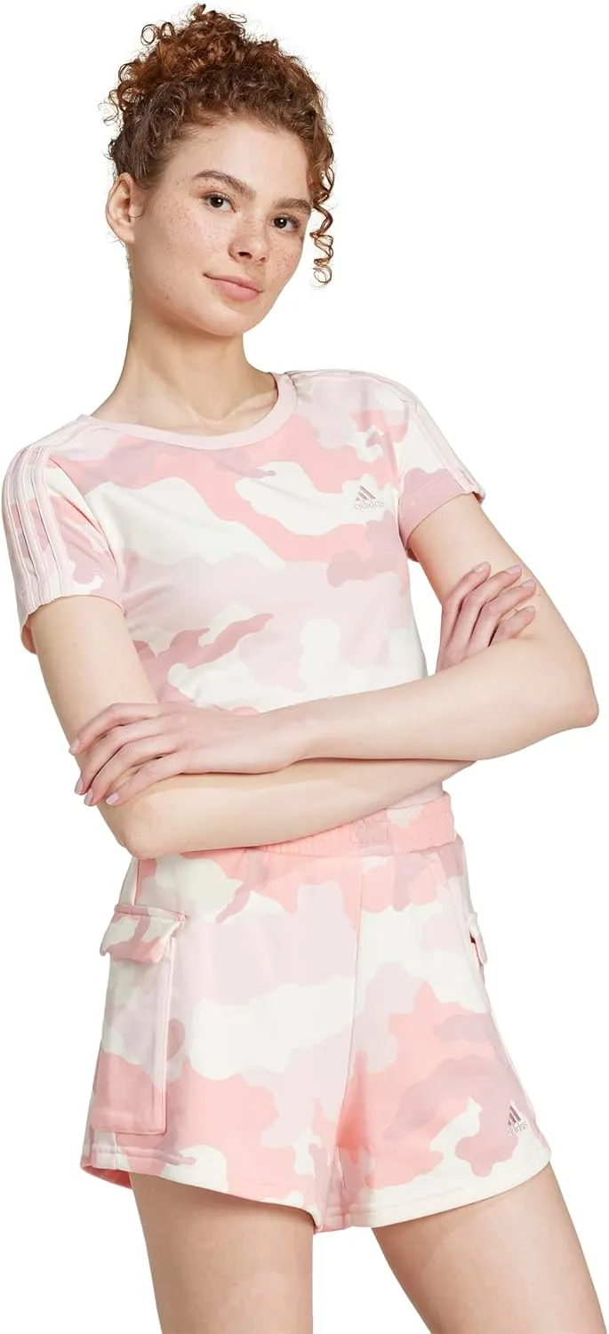 adidas Women's Essentials 3-Stripes Camouflage Printed Baby T-Shirt
