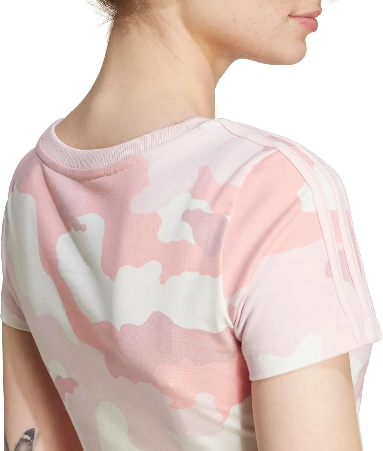 adidas Women's Essentials 3-Stripes Camouflage Printed Baby T-Shirt