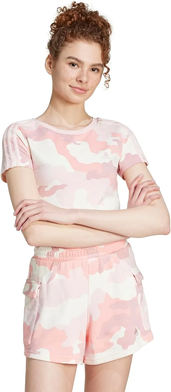 adidas Women's Essentials 3-Stripes Camouflage Printed Baby T-Shirt