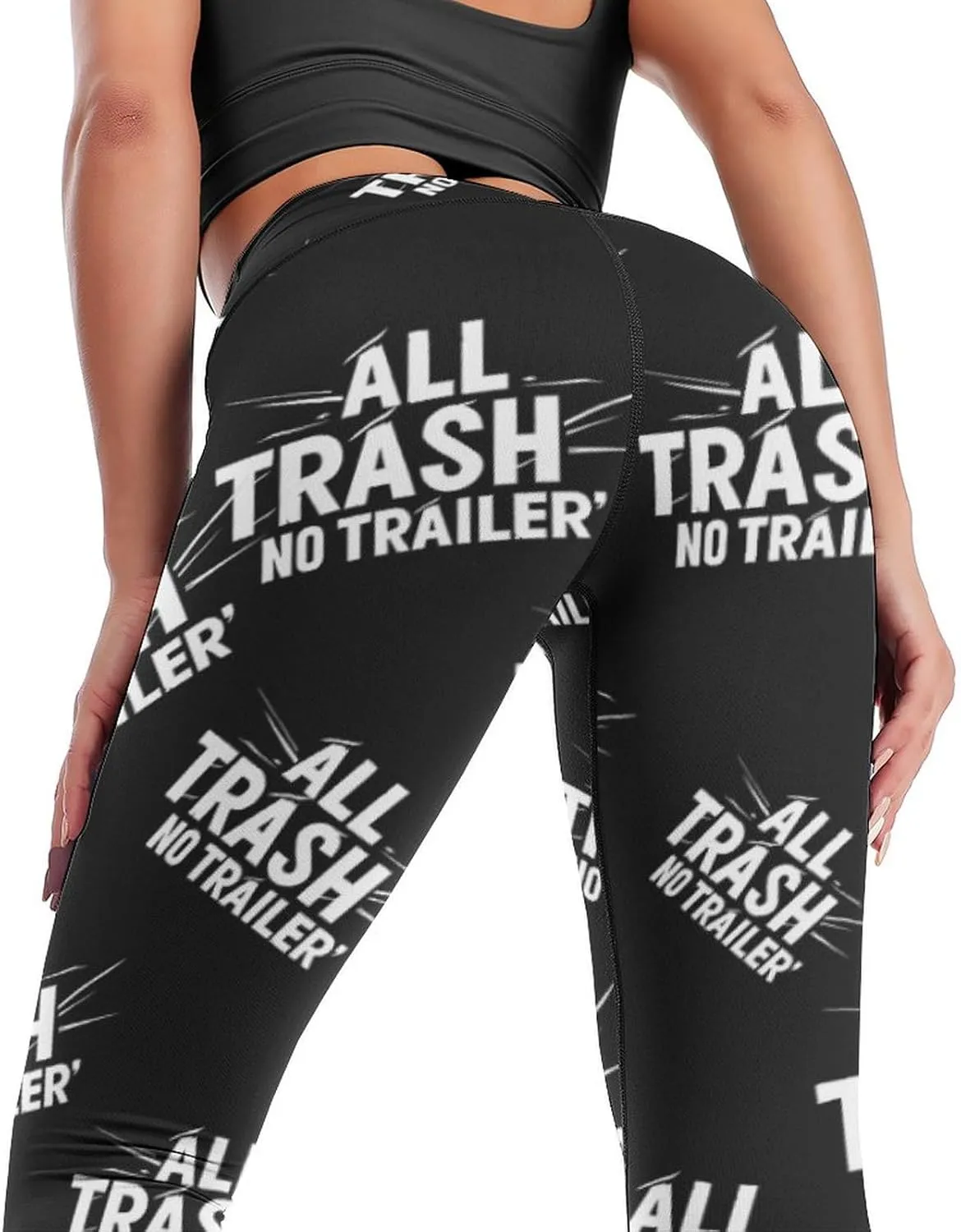 All Trash No Trailer High Waist Yoga Pants Soft Workout Leggings for Women Tummy Control Gym