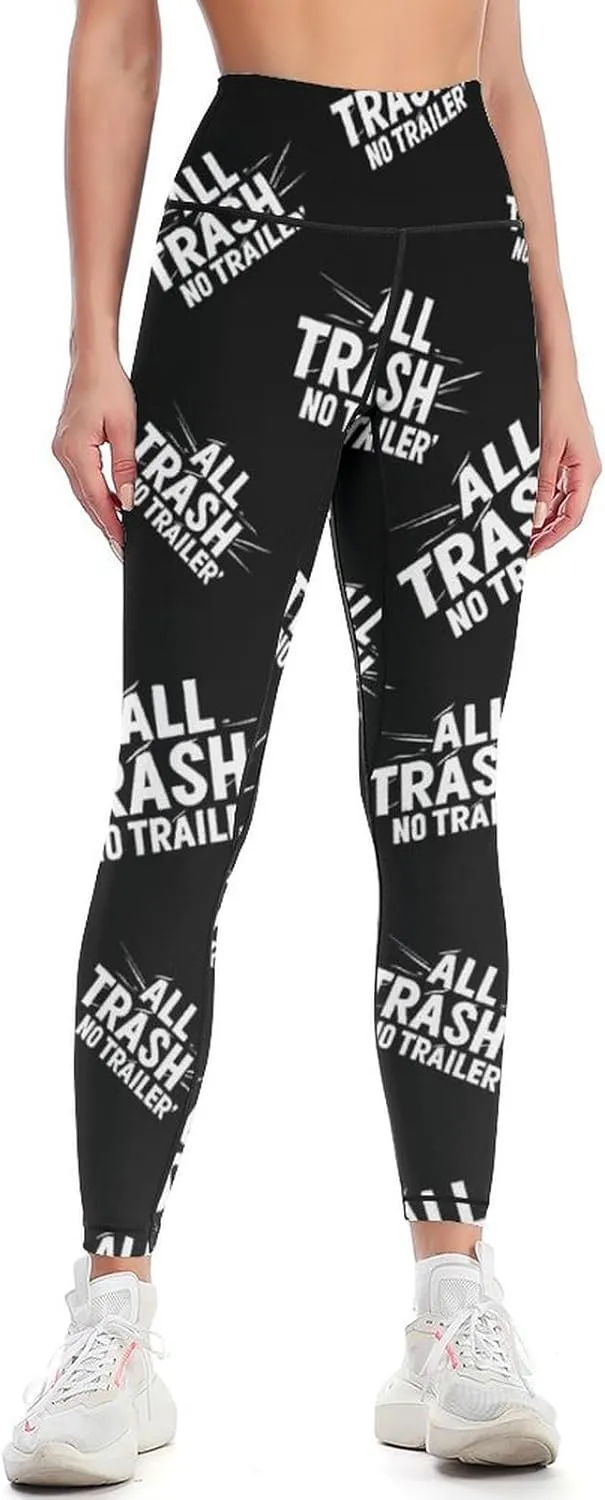 All Trash No Trailer High Waist Yoga Pants Soft Workout Leggings for Women Tummy Control Gym