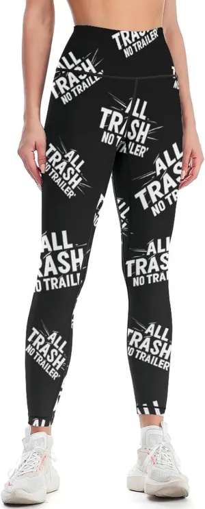 All Trash No Trailer High Waist Yoga Pants Soft Workout Leggings for Women Tummy Control Gym