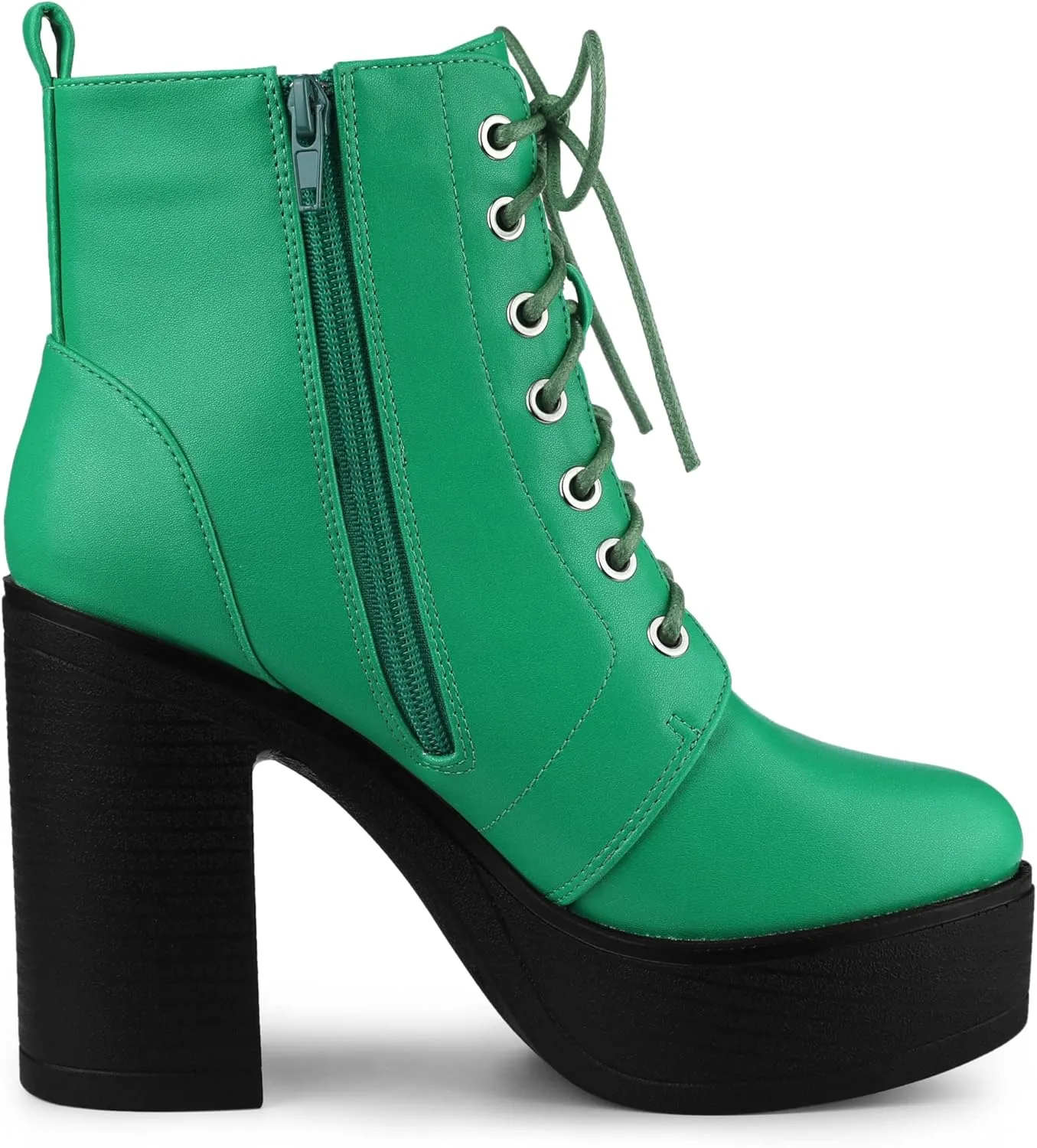 Allegra K Women's Platform Chunky High Heel Lace Up Combat Boots