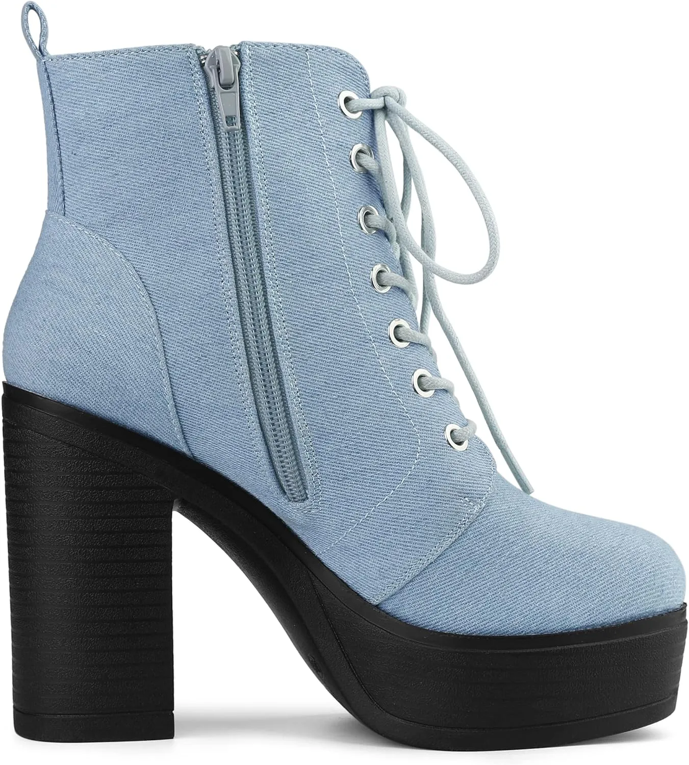 Allegra K Women's Platform Chunky High Heel Lace Up Combat Boots