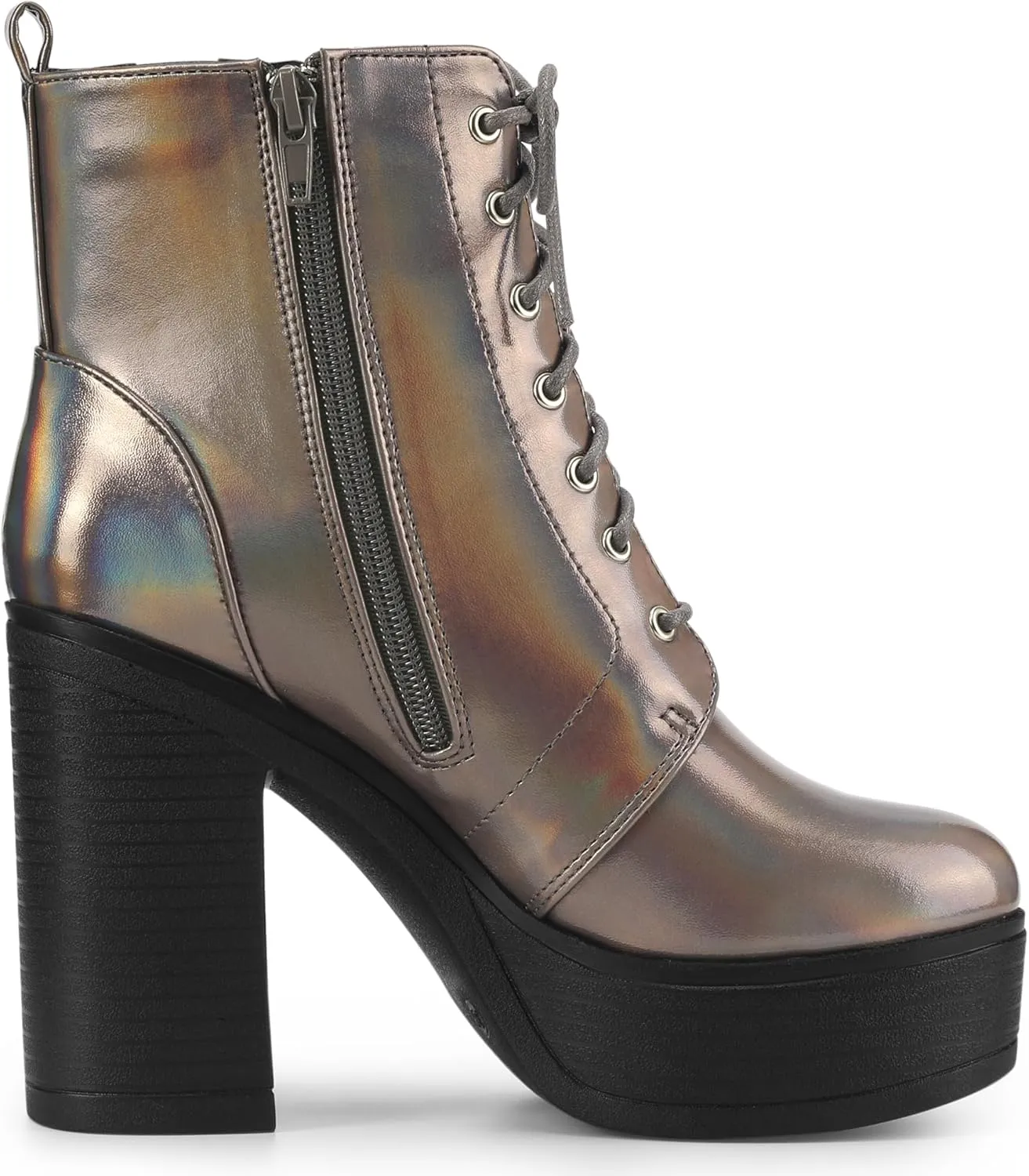 Allegra K Women's Platform Chunky High Heel Lace Up Combat Boots