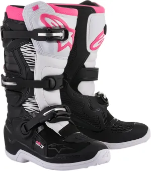 Alpinestars Stella Tech 3 Women's Motorcycle Boots, CE-Certified Off-Road Gear, Durable & Lightweight Motocross Protection, 6, Black/White/Pink