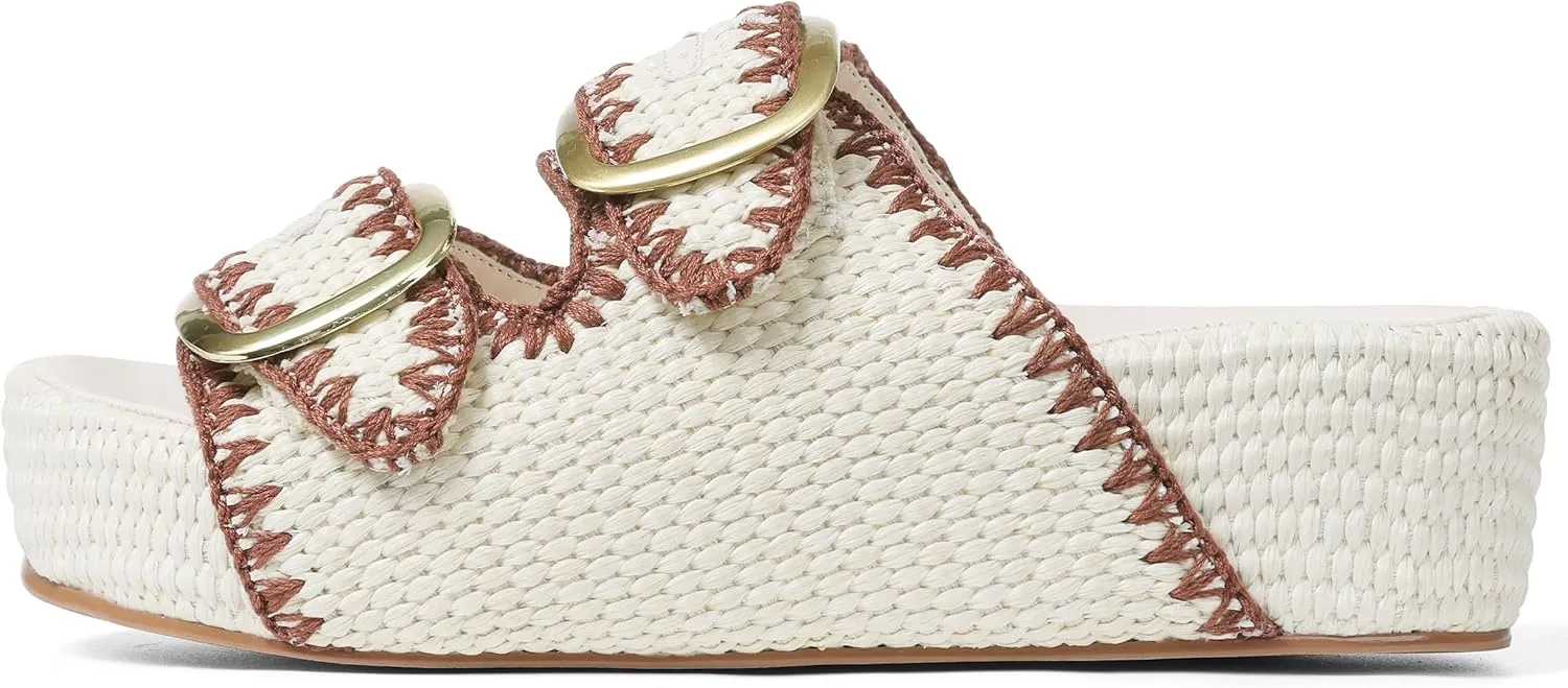 AMINUGAL Flat Sandals for Women Dressy Summer Raffia Platform Sandals Women Beach Platform Slides for Women Open Toe Straw Woven Sandals Women Buckle Womens Flat Sandals
