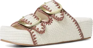 AMINUGAL Flat Sandals for Women Dressy Summer Raffia Platform Sandals Women Beach Platform Slides for Women Open Toe Straw Woven Sandals Women Buckle Womens Flat Sandals