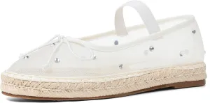 AMINUGAL Raffia Ballet Flats Shoes for Women Dressy Comfortable Woven Straw Women's Flat with Elastic Strap Mesh Bows Raffia Mary Janes Ballerina