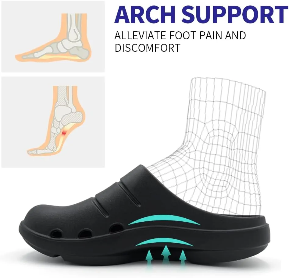 Amoji Unisex Arch Support Recovery Slide Sandals Orthopedic Clogs Athletic Shower Slipper XLS1556