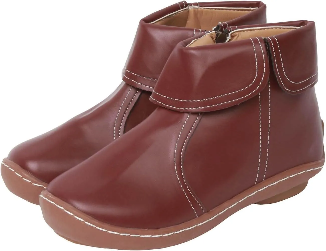 Ankle Boots for Women Low Heel Women's Round Toe Casual Fashion Flat Boots Women's Leather Boots Side Zipper Boots