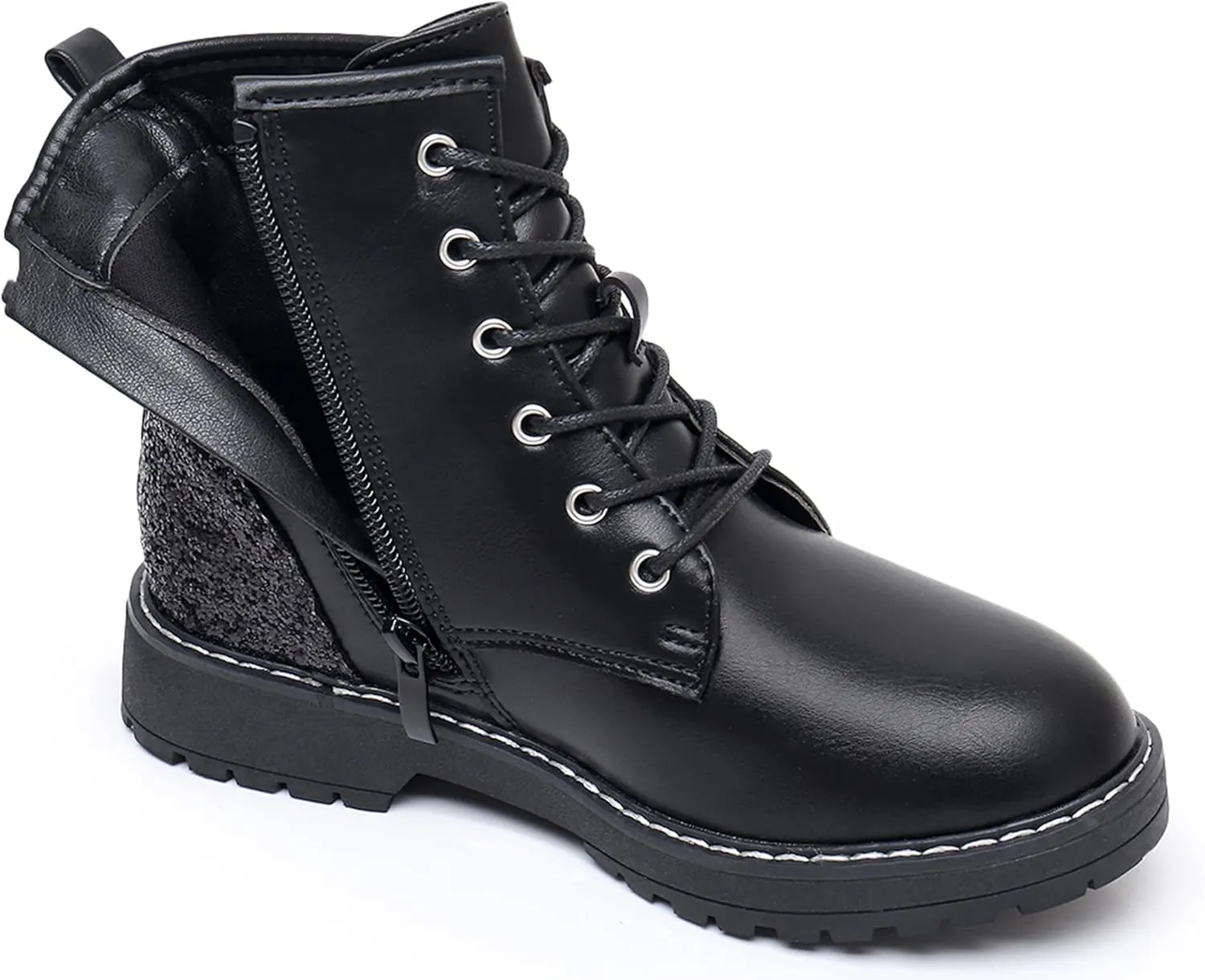 Apakowa Gilrs Combat Boots Side Zipper Ankle Booties (Toddler/Little Kid/Big Kid)