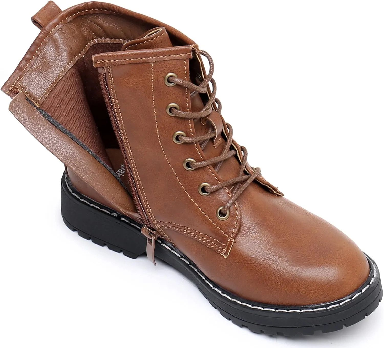 Apakowa Gilrs Combat Boots Side Zipper Ankle Booties (Toddler/Little Kid/Big Kid)