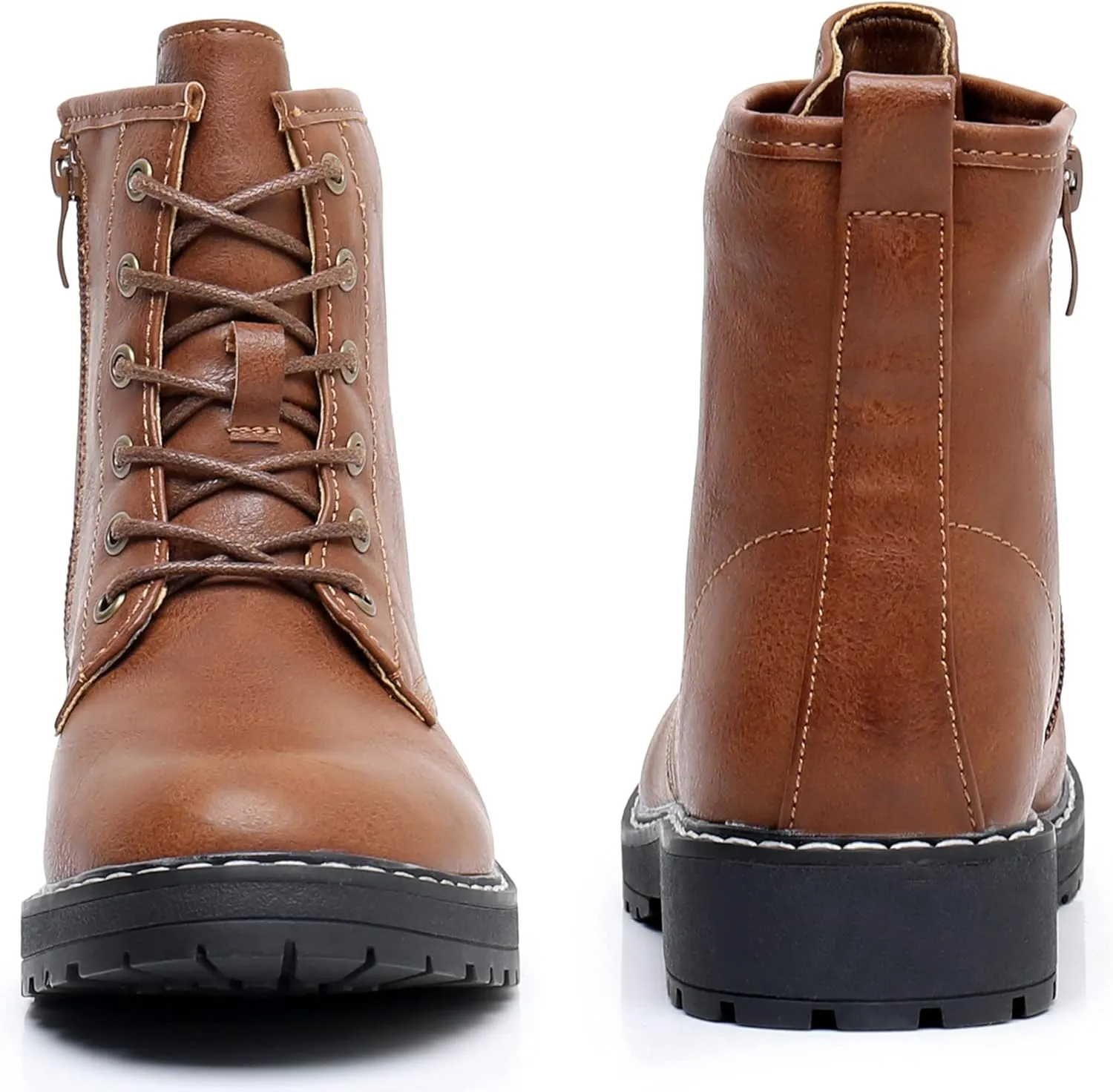 Apakowa Gilrs Combat Boots Side Zipper Ankle Booties (Toddler/Little Kid/Big Kid)