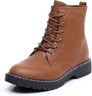 Apakowa Gilrs Combat Boots Side Zipper Ankle Booties (Toddler/Little Kid/Big Kid)