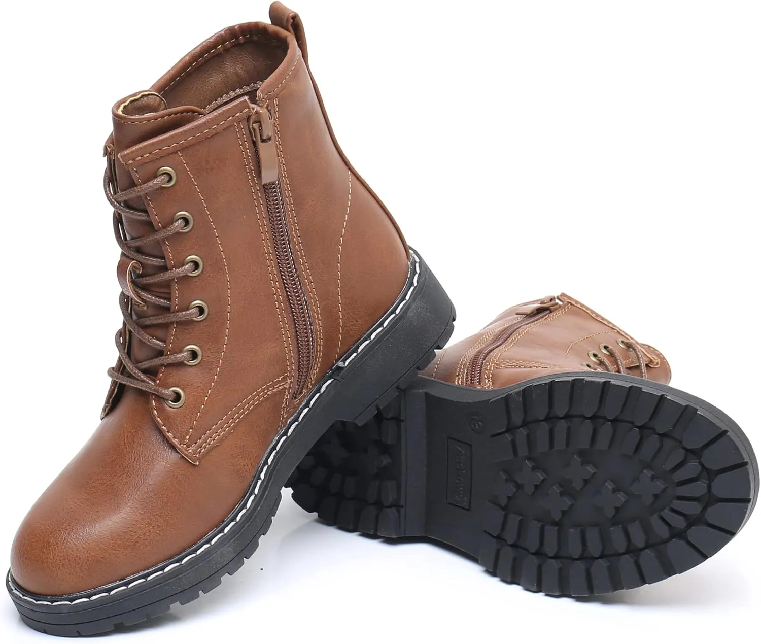 Apakowa Gilrs Combat Boots Side Zipper Ankle Booties (Toddler/Little Kid/Big Kid)