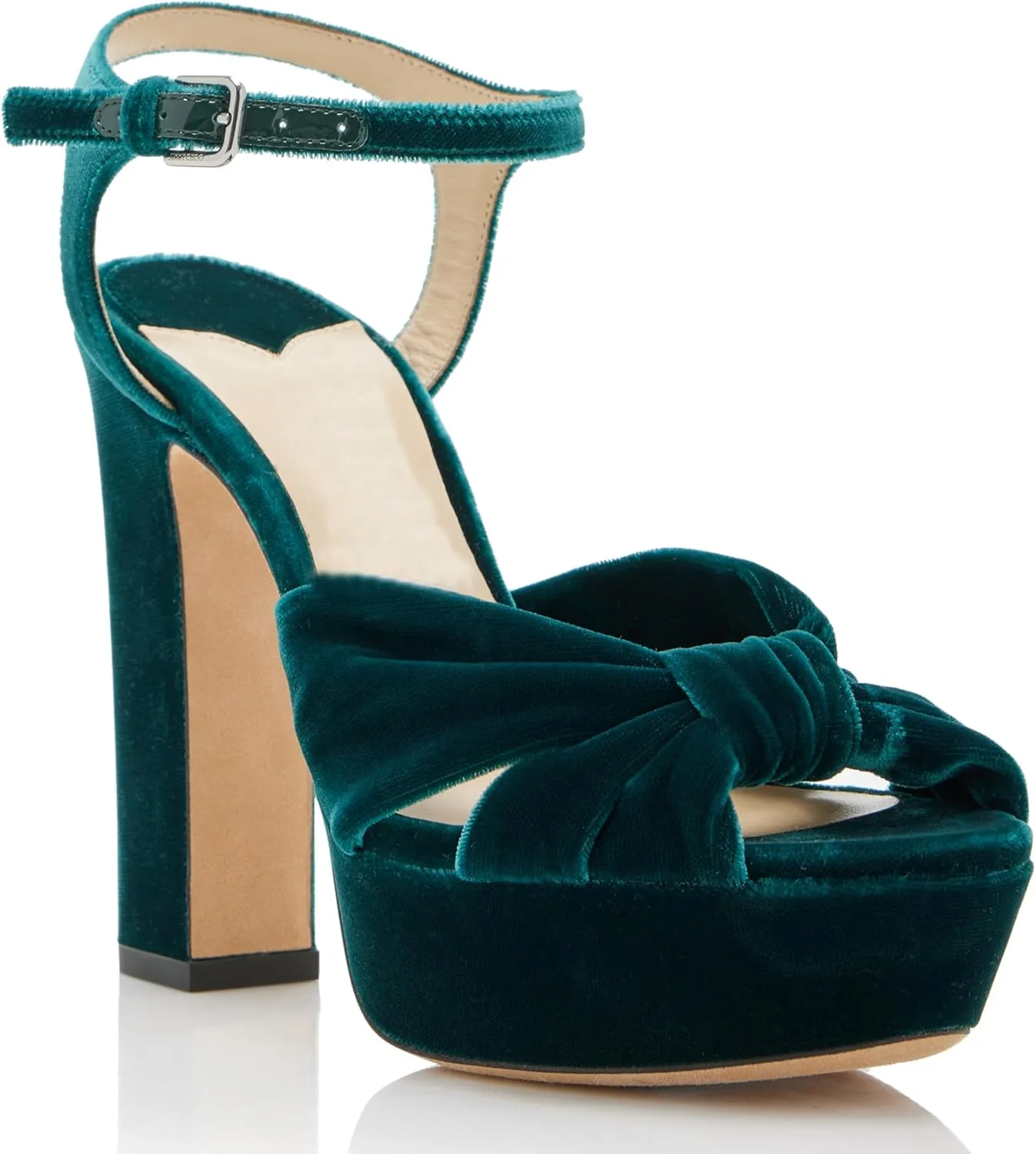 Arqa Bow Platform Sandals for Women Peep Toe Ankle Strap Knotted Block Heels 4.7" Chunky Heel Sandal