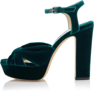 Arqa Bow Platform Sandals for Women Peep Toe Ankle Strap Knotted Block Heels 4.7" Chunky Heel Sandal