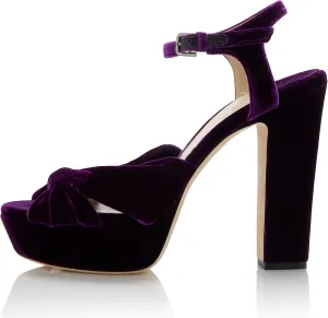 Arqa Bow Platform Sandals for Women Peep Toe Ankle Strap Knotted Block Heels 4.7" Chunky Heel Sandal