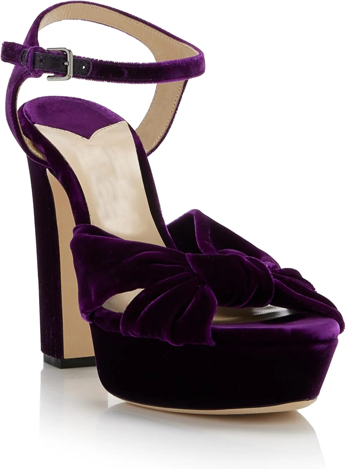 Arqa Bow Platform Sandals for Women Peep Toe Ankle Strap Knotted Block Heels 4.7" Chunky Heel Sandal