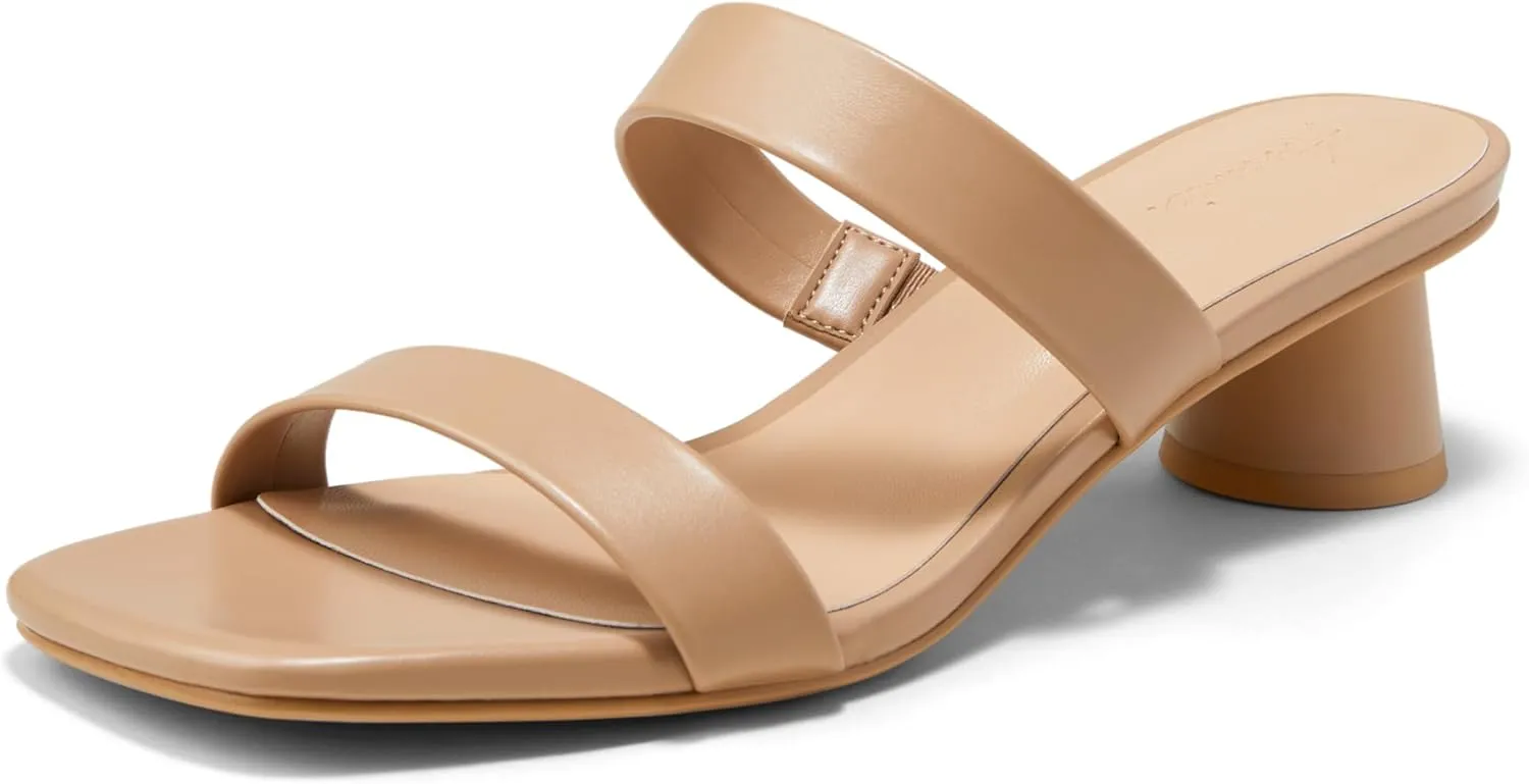 Arromic Womens Sandals Square Open Toe Low Heel Sandals Two Strap Heeled Sandals for Women Slip on Heels Comfort Summer Dress Shoes