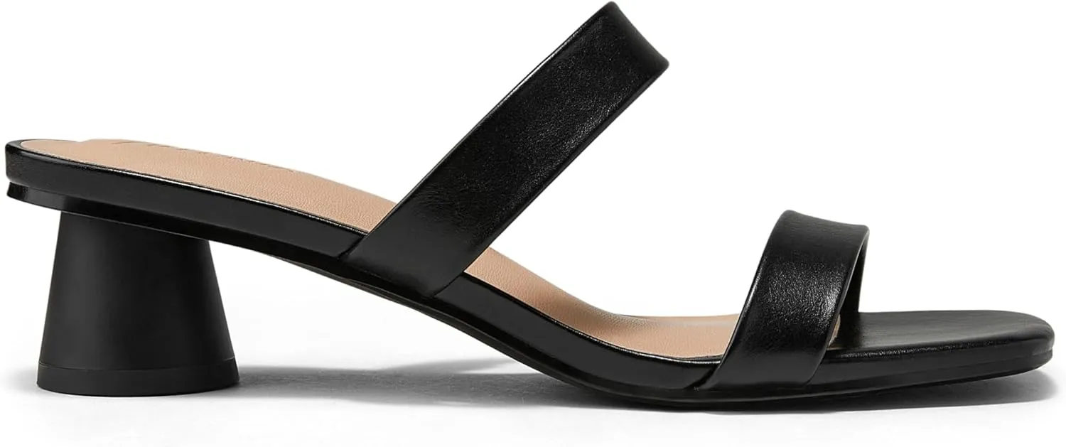 Arromic Womens Sandals Square Open Toe Low Heel Sandals Two Strap Heeled Sandals for Women Slip on Heels Comfort Summer Dress Shoes