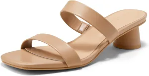 Arromic Womens Sandals Square Open Toe Low Heel Sandals Two Strap Heeled Sandals for Women Slip on Heels Comfort Summer Dress Shoes