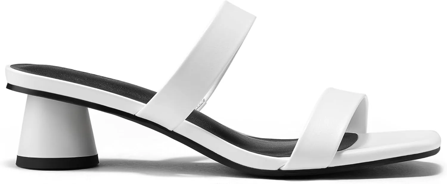 Arromic Womens Sandals Square Open Toe Low Heel Sandals Two Strap Heeled Sandals for Women Slip on Heels Comfort Summer Dress Shoes