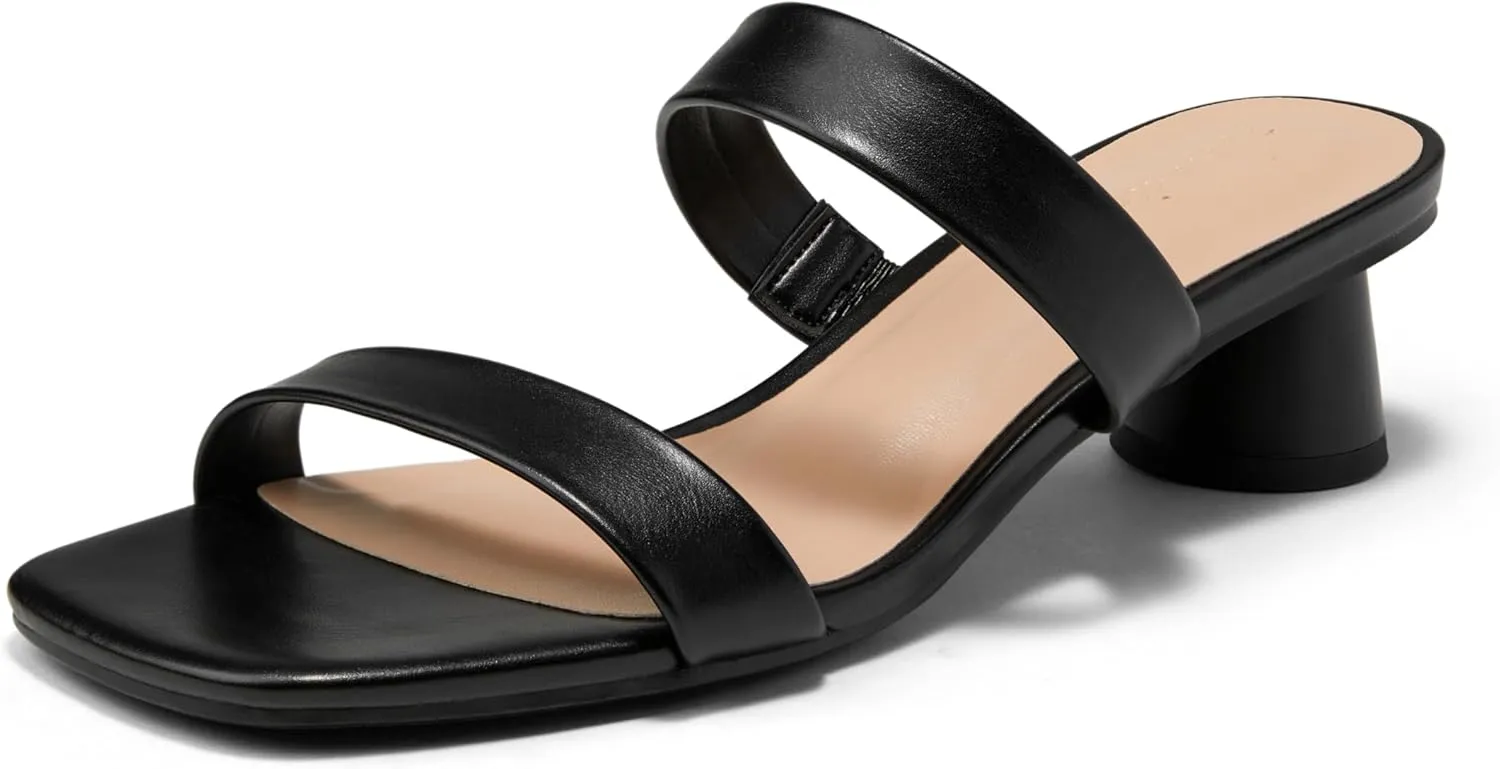 Arromic Womens Sandals Square Open Toe Low Heel Sandals Two Strap Heeled Sandals for Women Slip on Heels Comfort Summer Dress Shoes