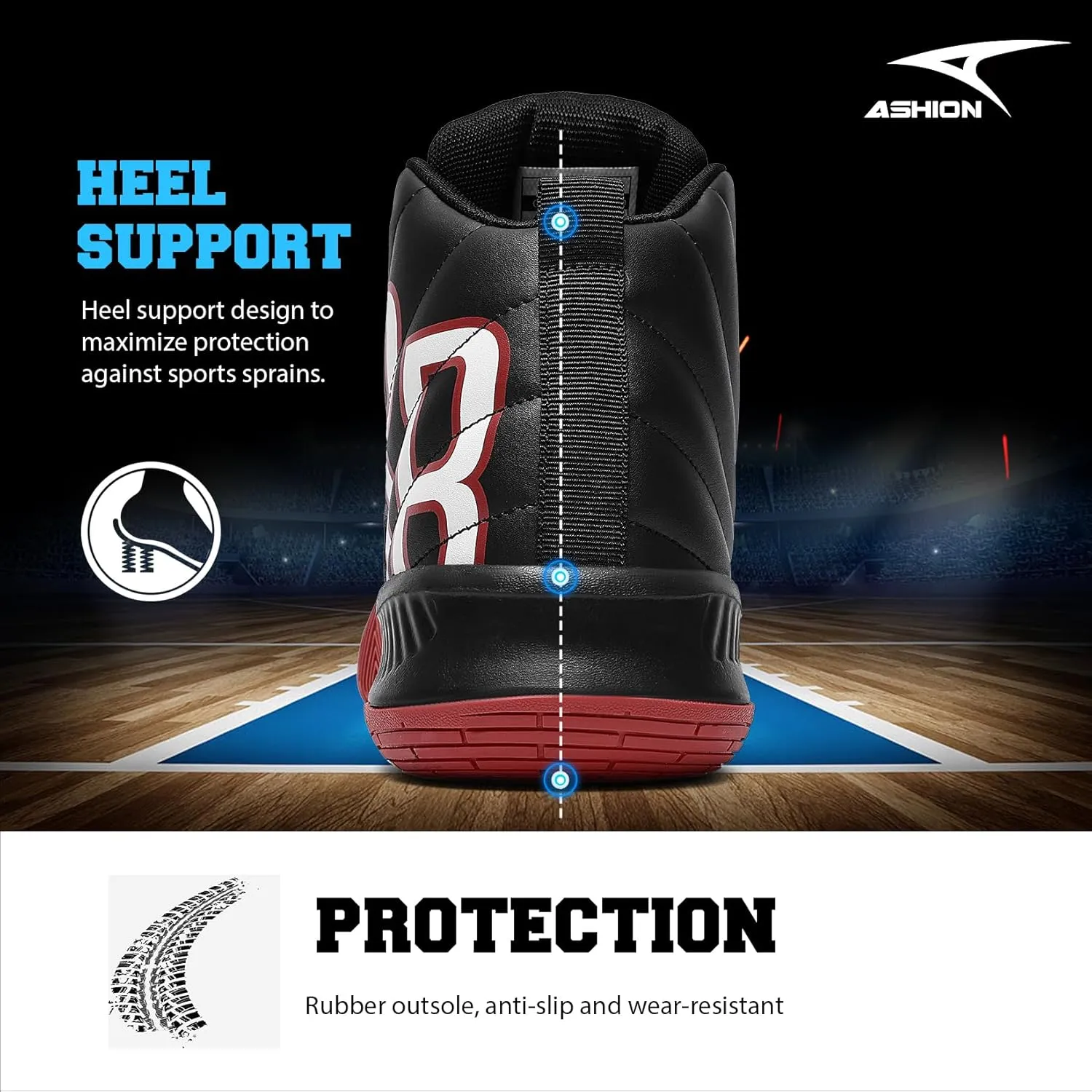 ASHION Unisex Kids Basketball Shoes Boys Air High Top Sneakers Girls Breathable Non-Slip Athletic Shoes Little Kid/Big Kid