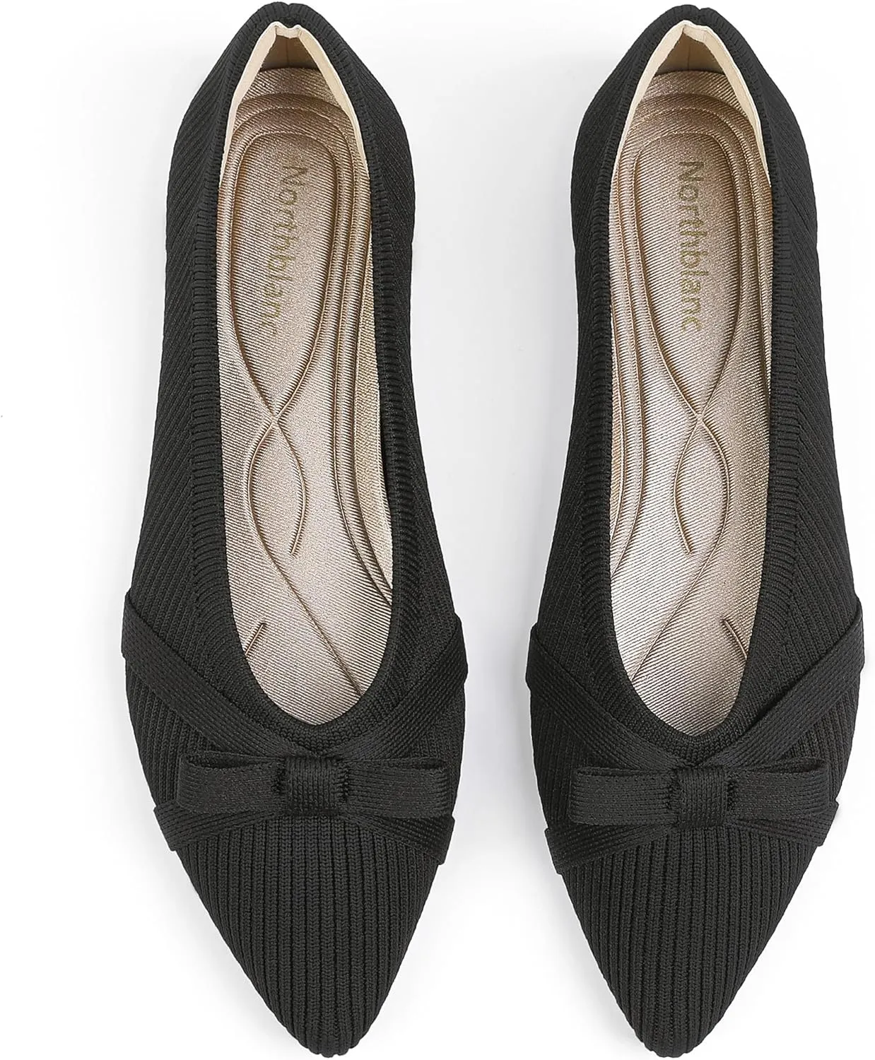 Ballet Flats Shoes for Women - Comfortable Casual Dressy Classic Softable Pointed Toe Bow Knit Work Office Shoe
