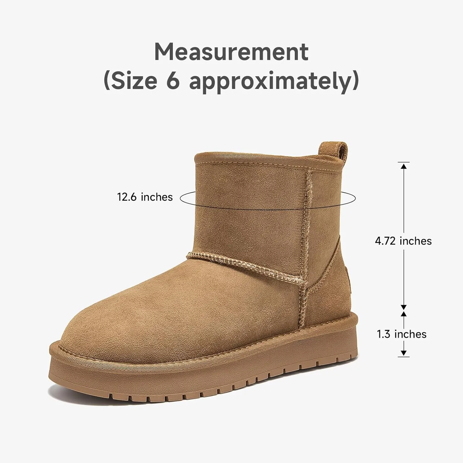 BEAU TODAY Snow Boots for Women Genuine Sheepskin Shearling Winter Non-Slip Ankle Booties Warm Fur Iining Platform Comfortable Round Toe Boots Pull-on Walking Shoes Outdoors