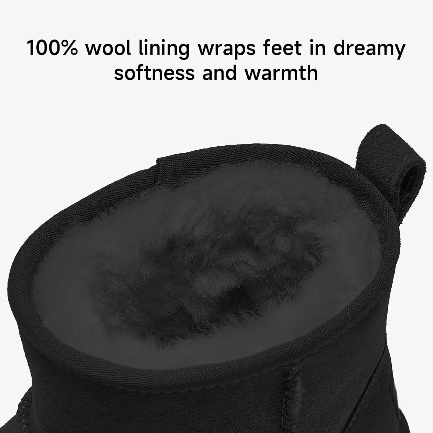 BEAU TODAY Snow Boots for Women Genuine Sheepskin Shearling Winter Non-Slip Ankle Booties Warm Fur Iining Platform Comfortable Round Toe Boots Pull-on Walking Shoes Outdoors