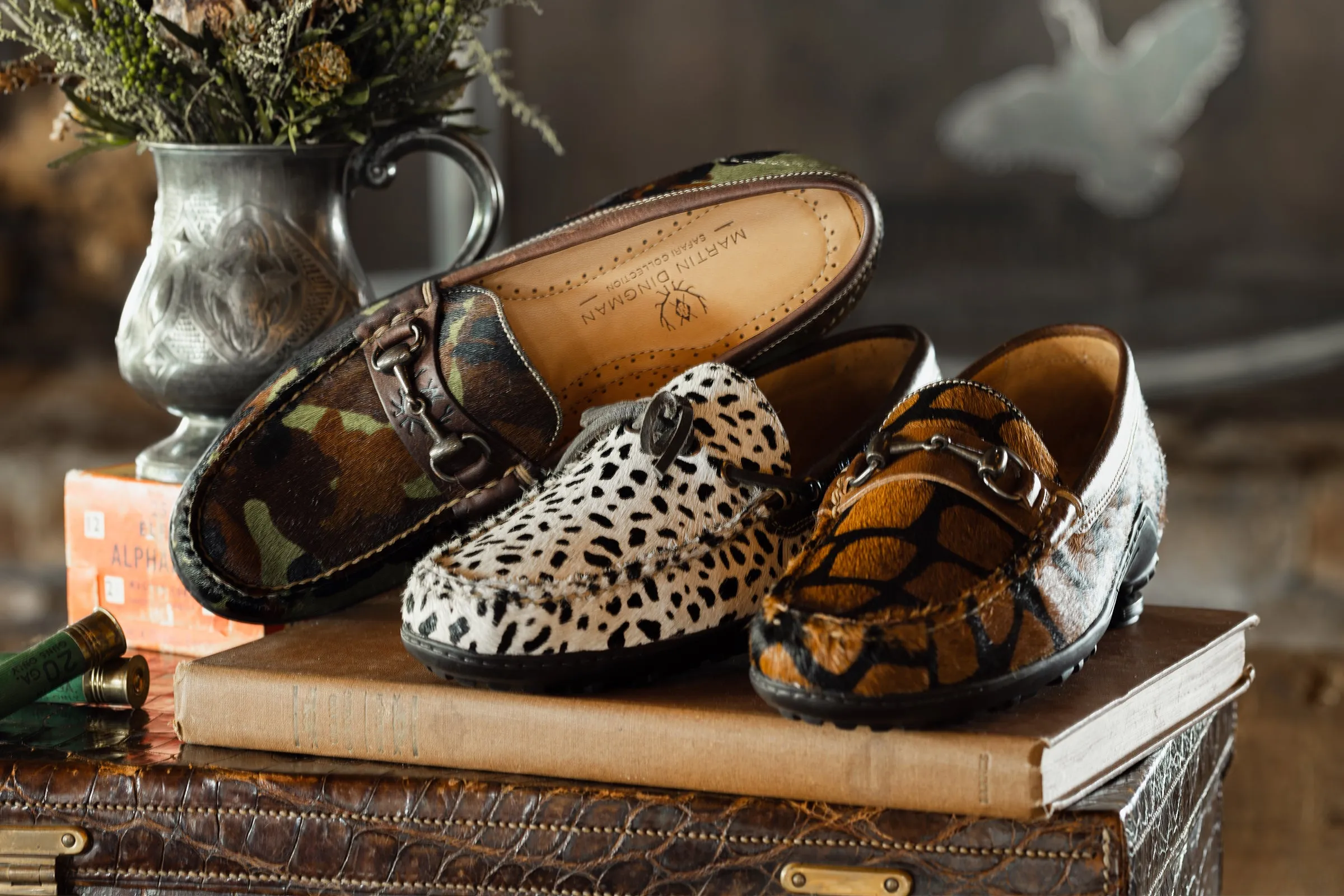 Bill "Hair On" Leather Bow Tie Loafers - Cheetah