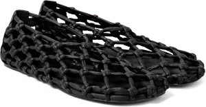 Black Jelly Mesh Ballet Flats for Women Woven Hollow Beach Ballerina Flats Comfortable Casual Slip on Mary Jane Flats