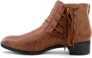 Boots for Women, Leather Ankle Shoes, Ladies Lace Up Booties, Comfortable Low Heel ,Short Fashion Comfy With Arch & 3.5inch Height , Black/Brown Women's Dress Ankle Boots With Round Toe with 10 to 10.5 inches width.