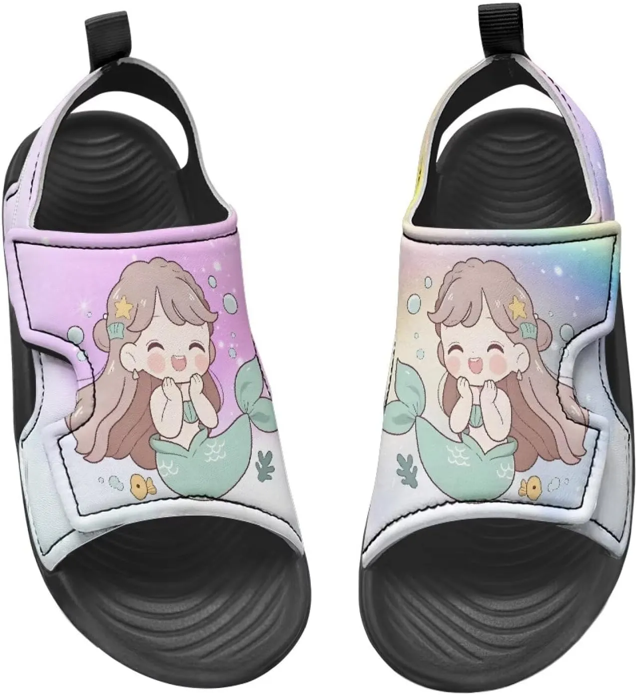 Boys Girls Kids Summer Sandals Slides Open-Toed Beach Sandals Magic Sticker Outdoor Shoes Toddler/Little Kid