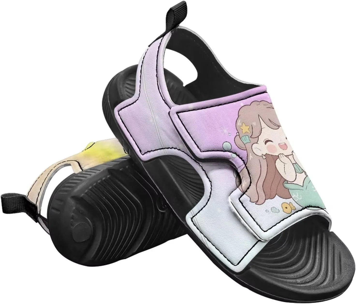 Boys Girls Kids Summer Sandals Slides Open-Toed Beach Sandals Magic Sticker Outdoor Shoes Toddler/Little Kid