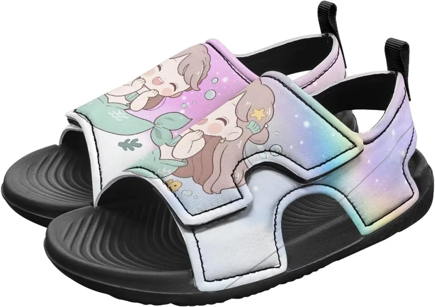 Boys Girls Kids Summer Sandals Slides Open-Toed Beach Sandals Magic Sticker Outdoor Shoes Toddler/Little Kid