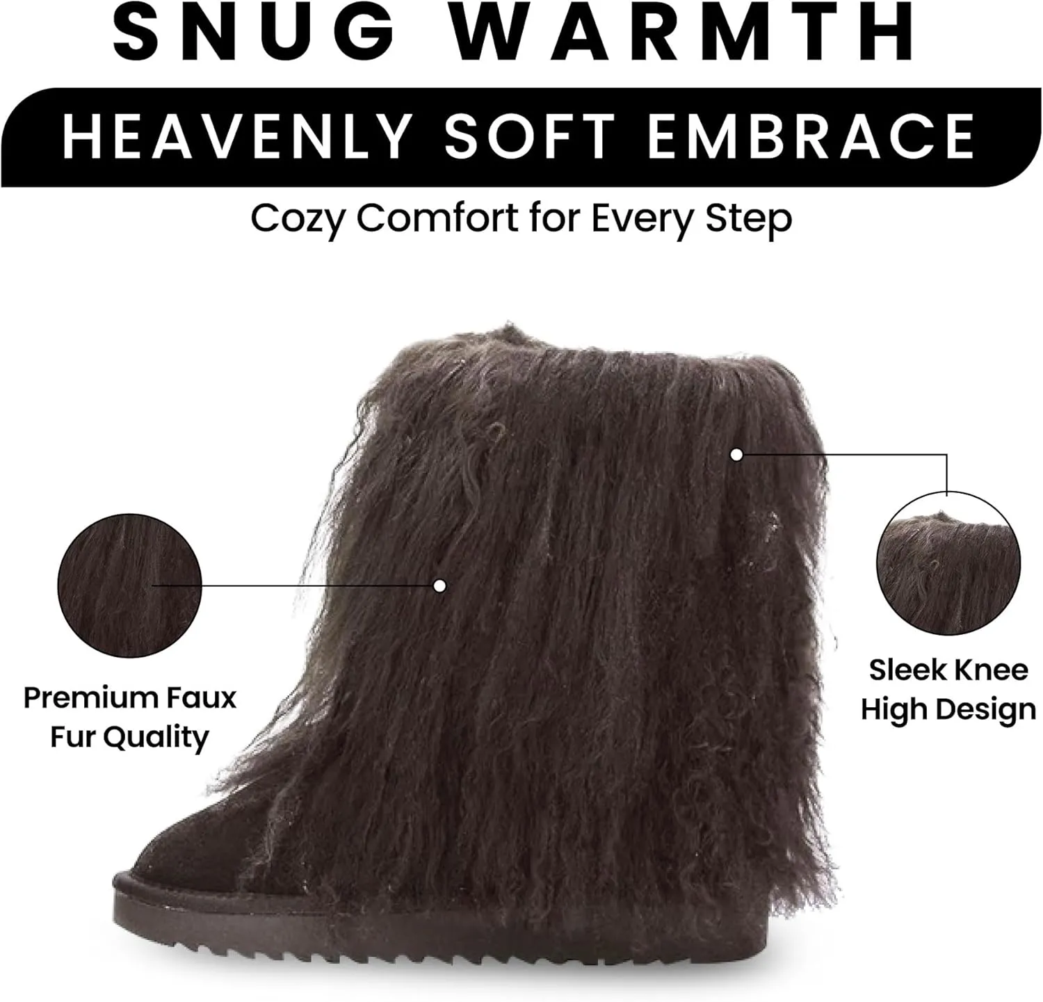 Cape Robbin Freezy Warm Winter Fur Boots for Women and Girls - Stylish Fashion Faux Fur Boots - Fuzzy, Fluffy Furry Lined Boots Women - Cute Flat Moon Winter Boots