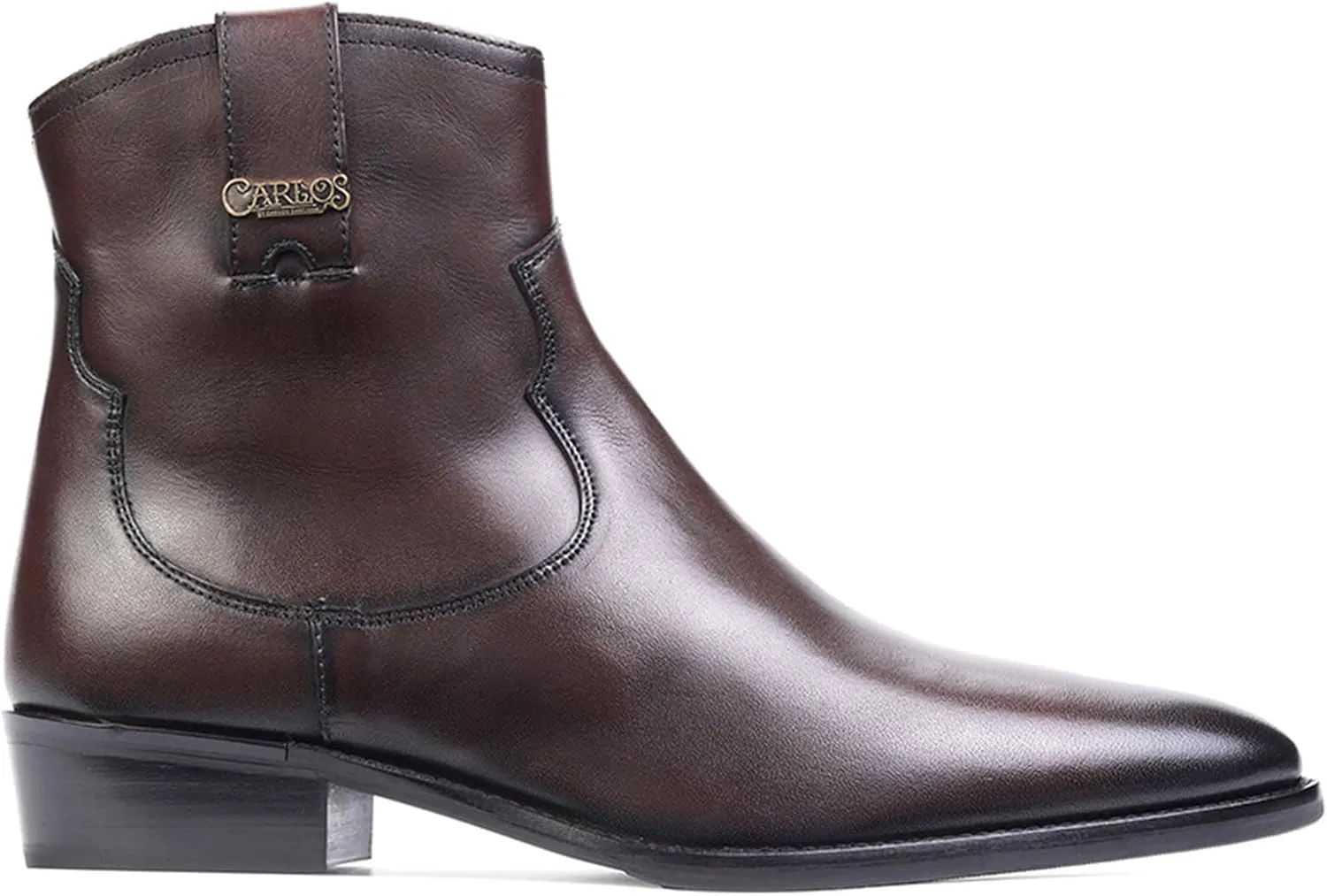 Carlos Santana Zappa Cowboy Boots for Men | Zipper Closure | Rubber Outsole & Cushion Comfort Footbed | Calfskin Leather Upper