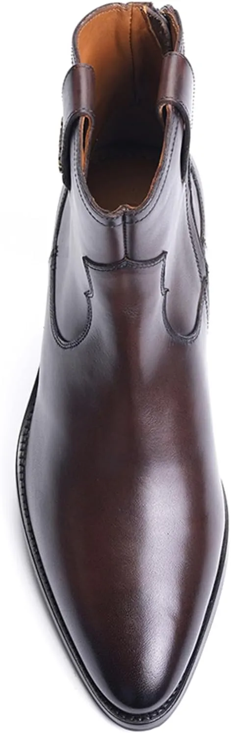 Carlos Santana Zappa Cowboy Boots for Men | Zipper Closure | Rubber Outsole & Cushion Comfort Footbed | Calfskin Leather Upper