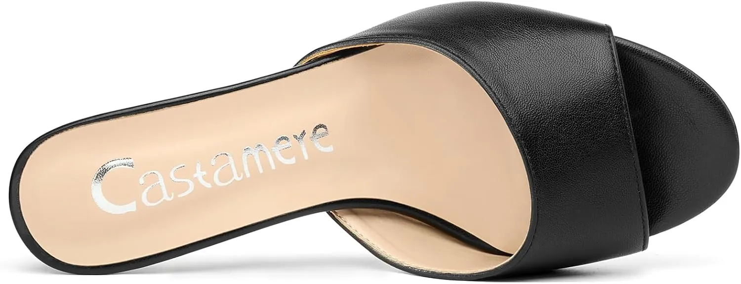 Castamere Round Open Toe Heeled Sandals for Women Mid Kitten Heels Slip-on Dress Mules Office Casual Summer Shoes 2.6 Inches Heels