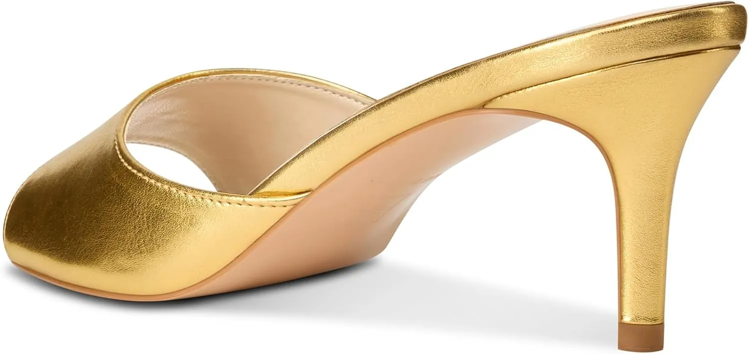 Castamere Round Open Toe Heeled Sandals for Women Mid Kitten Heels Slip-on Dress Mules Office Casual Summer Shoes 2.6 Inches Heels